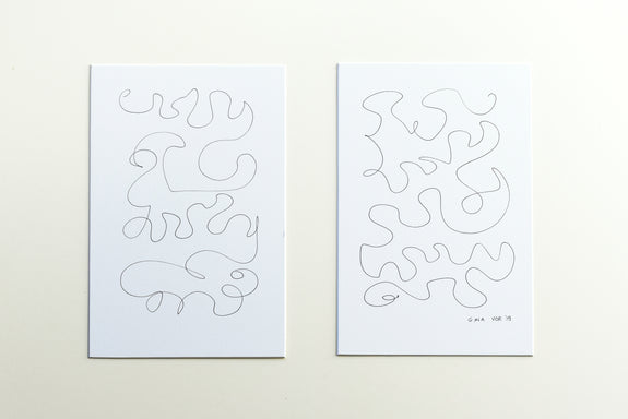 set of two original abstract line drawings, buy online