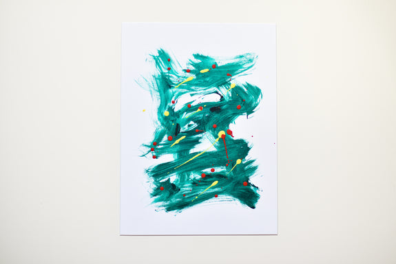Green abstract expressionist art