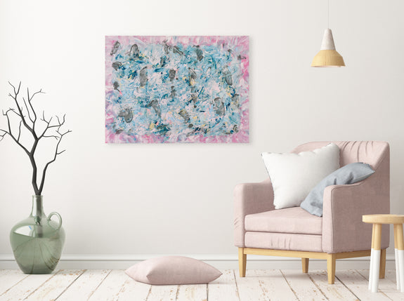 Pink abstract painting for Sale