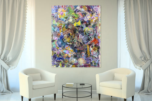 Abstract expressionist art in classic interior