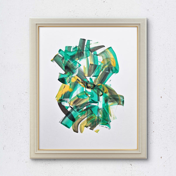 Small green abstract painting