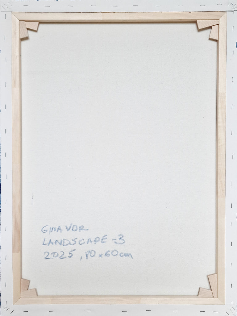 Wooden picture frame on a white background with text indicating dimensions and year.