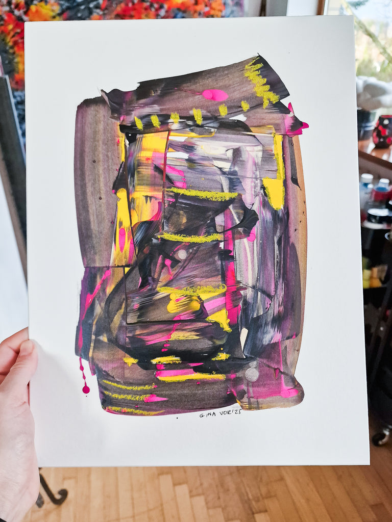 Abstract art with colorful brush strokes on a white background