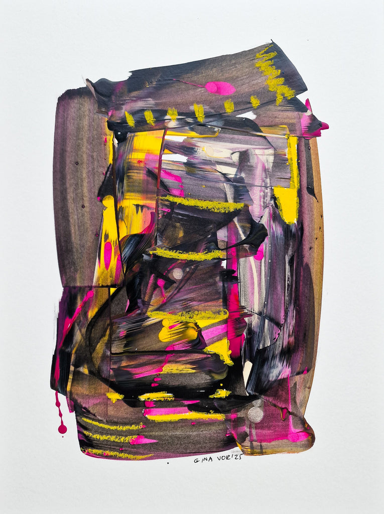 Abstract art piece with colorful brush strokes on a white background