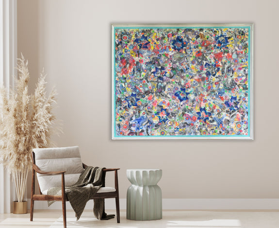 Modern Masterpiece: Abstract by Aloyzas Smilingis-Elis. Bold colors and dynamic brushstrokes create a captivating abstract artwork perfect for statement walls in contemporary spaces.