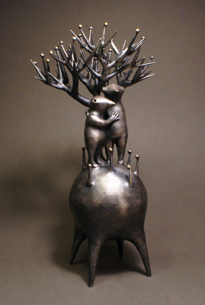 bronze sculpture little crows by Aurelija Simkute