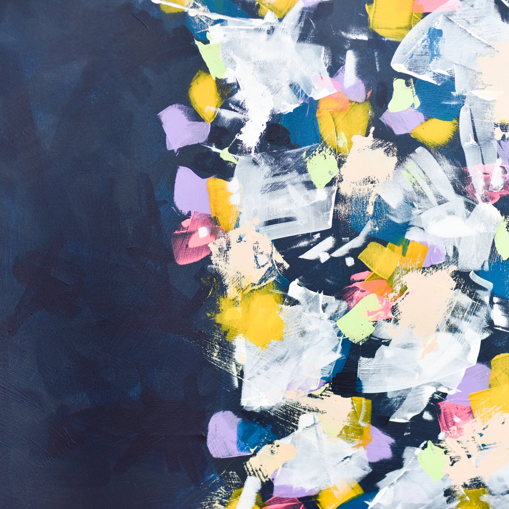 Abstract art with colorful abstract shapes on a dark background