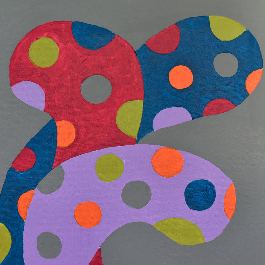 Modern Masterpiece: Gina Vor's "Yahoi" is a captivating abstract inspired by Yayoi Kusama's iconic polka-dot style.