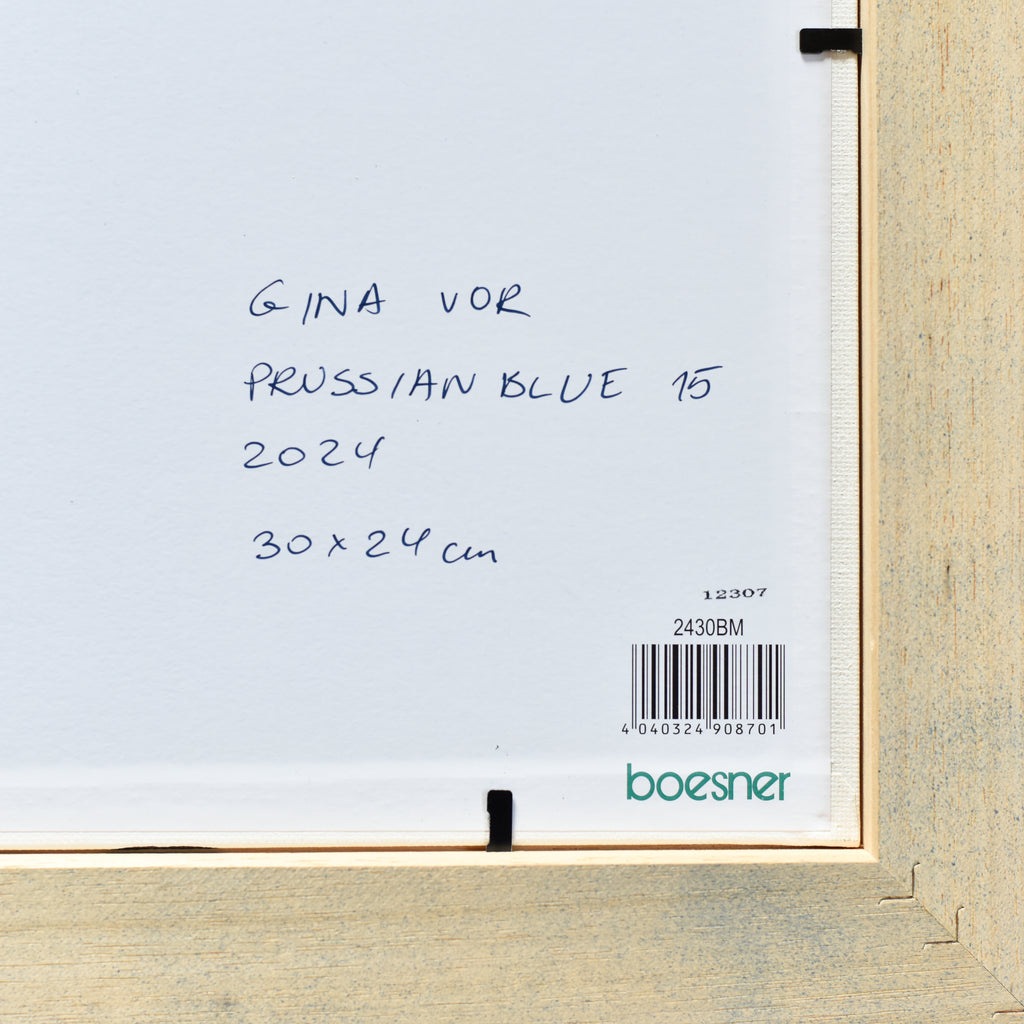 Back of a painting with artist's signature 'Gina Vor'