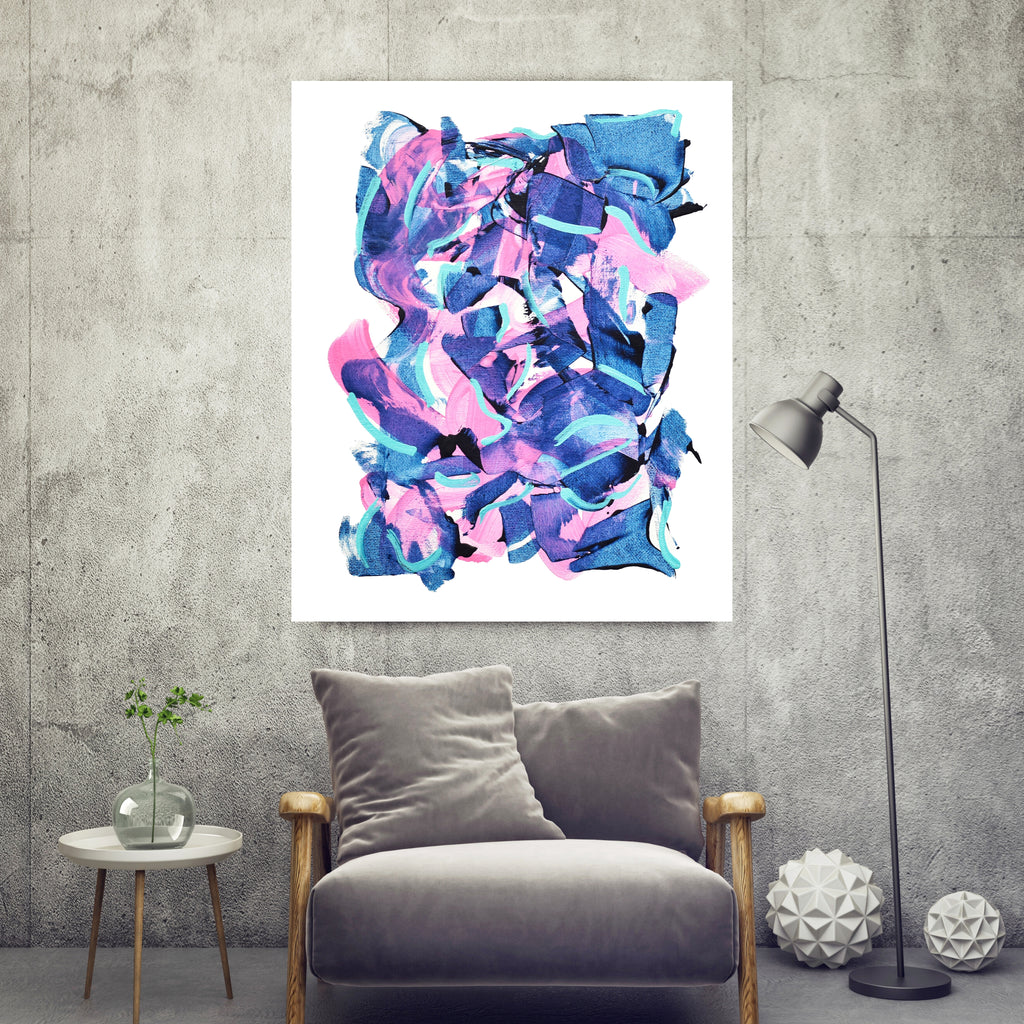 blue and pink printable abstract art available for download