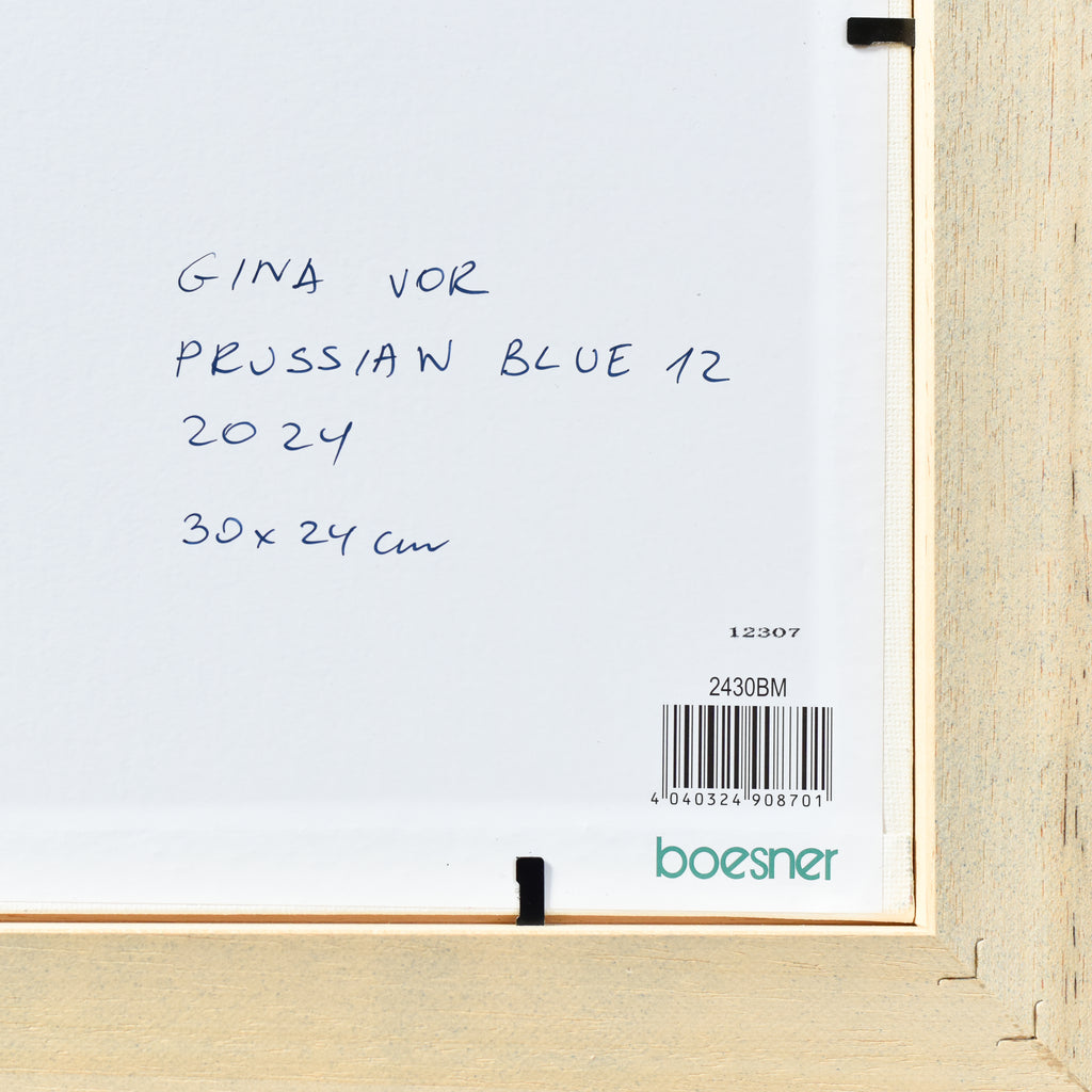 Back of a painting with artist's signature Gina Vor 