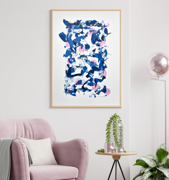Blue and Pink Abstract Painting for Sale Online