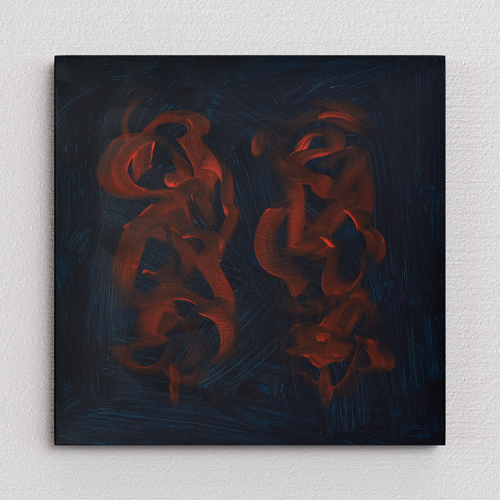 This captivating abstract features bold strokes of blue and red acrylics on canvas. A touch of sophistication for contemporary spaces.