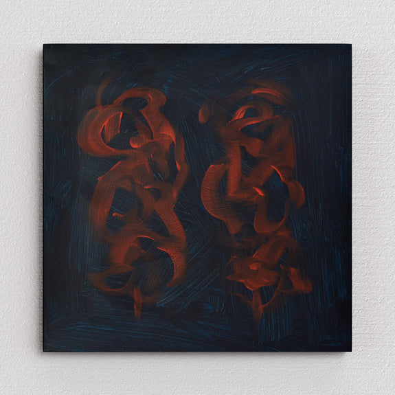 This captivating abstract features bold strokes of blue and red acrylics on canvas. A touch of sophistication for contemporary spaces.
