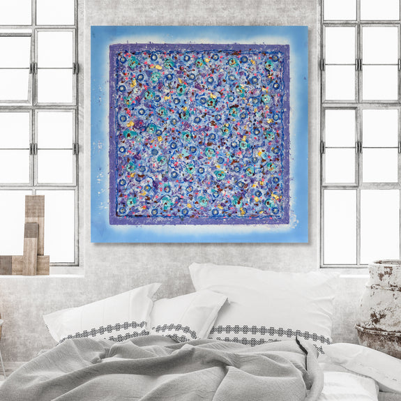 abstract artwork in blue and purple for sale online