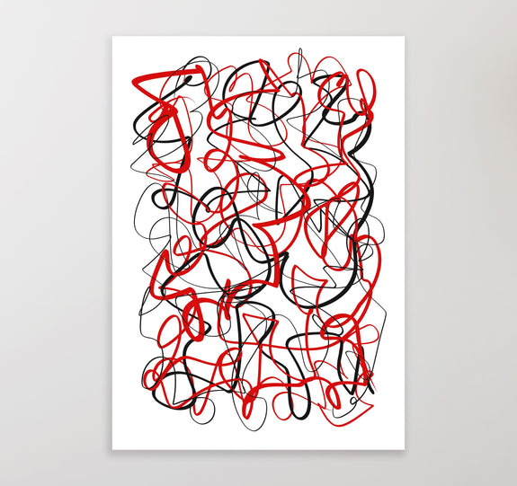Printable wall art , abstract black and red