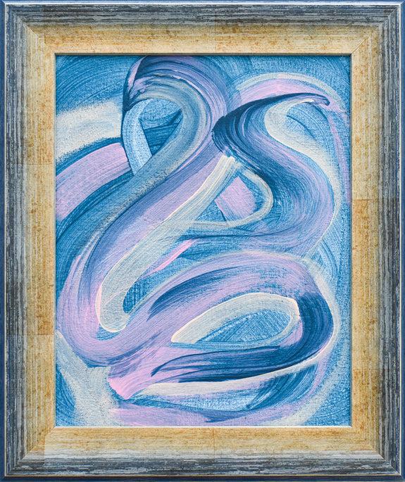 Framed Blue abstract painting for sale