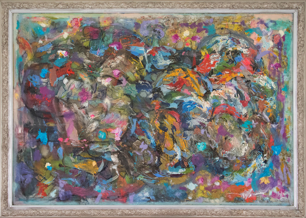 Large framed abstract painting for sale