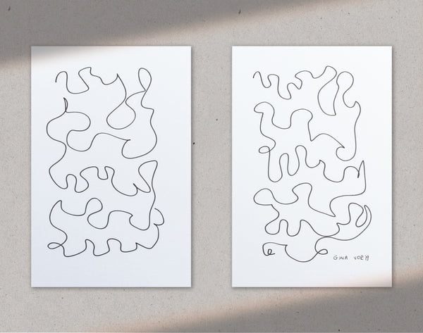 Set of two original abstract drawings