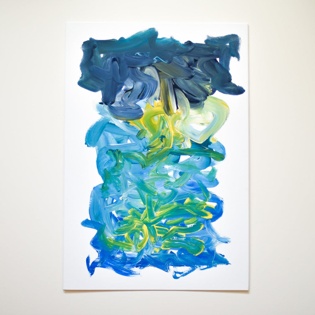 blue, green and yellow abstract art