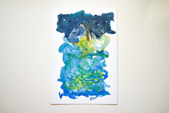 blue, green and yellow abstract art