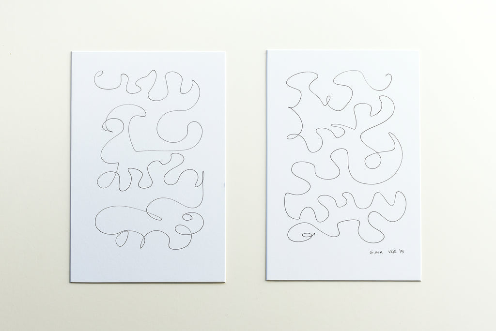 set of two original abstract line drawings, buy online