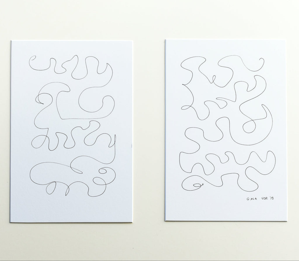 set of two original abstract line drawings, buy online