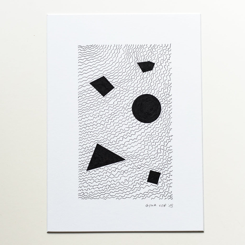 original black and white abstract drawing by Gina Vor