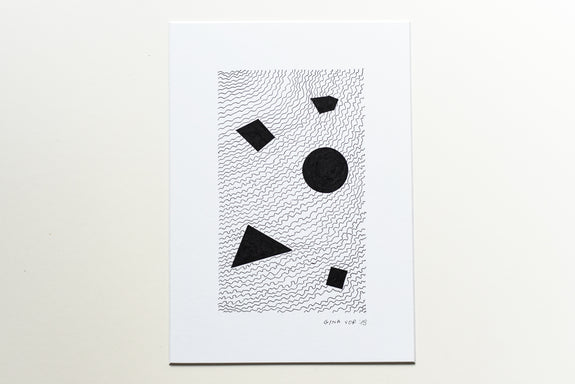 original black and white abstract drawing by Gina Vor