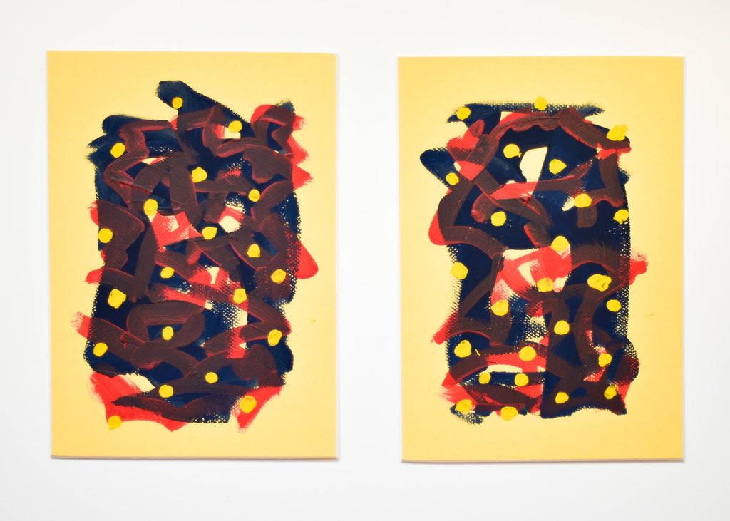 modern abstract art, set of two paintings