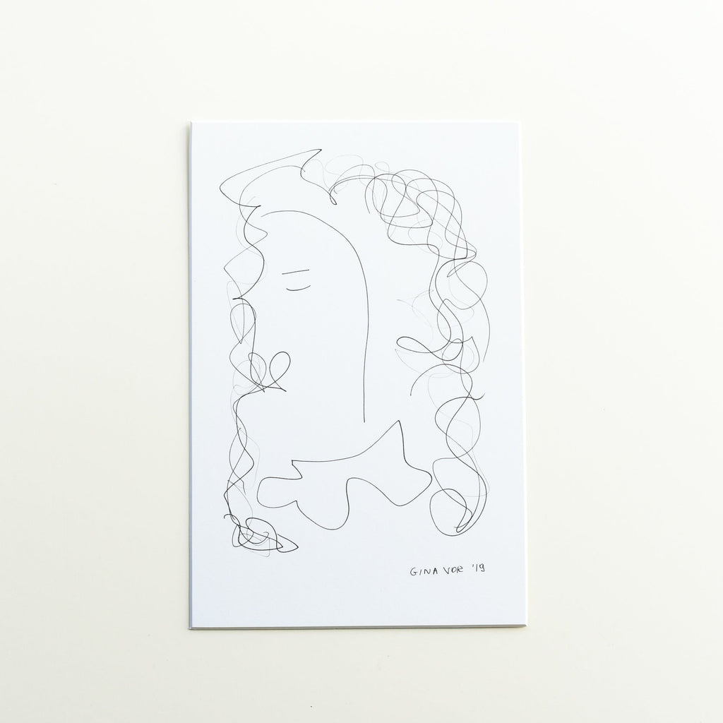 abstract line drawing, contemporary art by gina vor