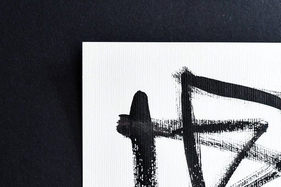 Abstract calligraphy, modern Japanese style art in black and white