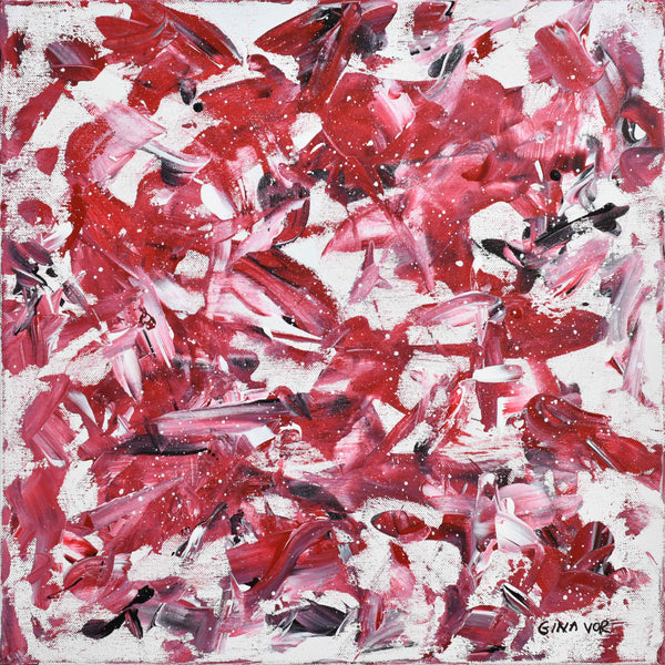 Abstract painting in white and red