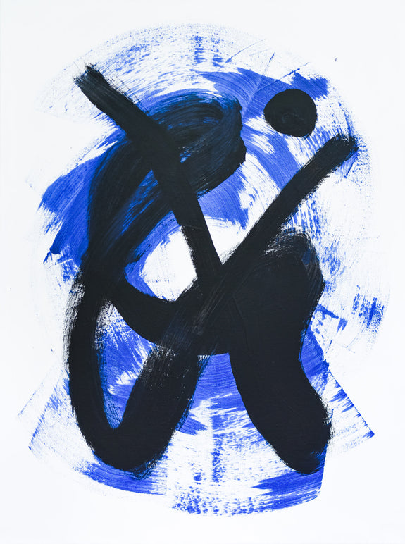 black and blue abstract painting on canvas