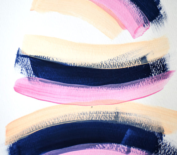 Pink, beige and navy blue art painting
