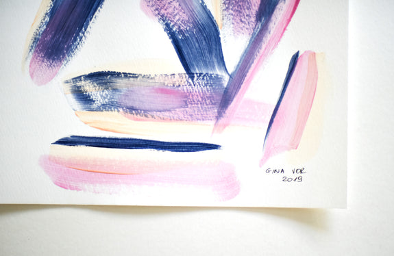 Minimalist pink and navy abstract painting