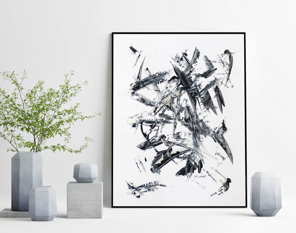 Black and white abstract painting for sale