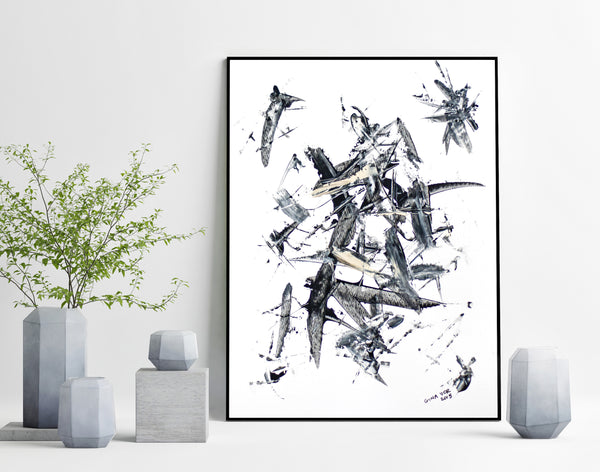 original black and white abstract painting for sale