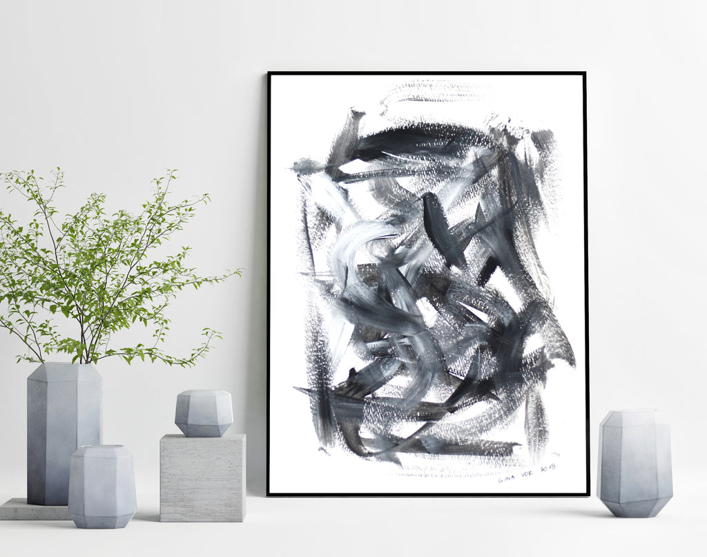 Black and white abstract painting for sale