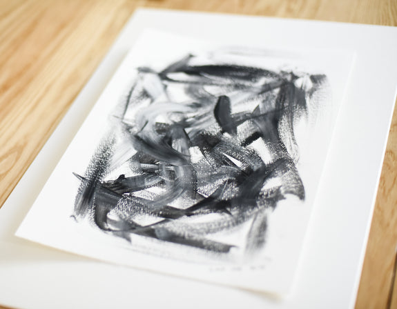 Black and white abstract art - affordable painting on paper