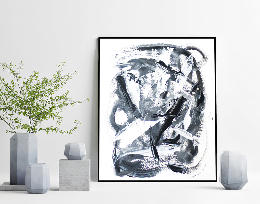 Black and white abstract art painting for sale