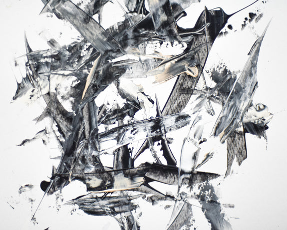 Contemporary abstract art - affordable painting on paper in black and white