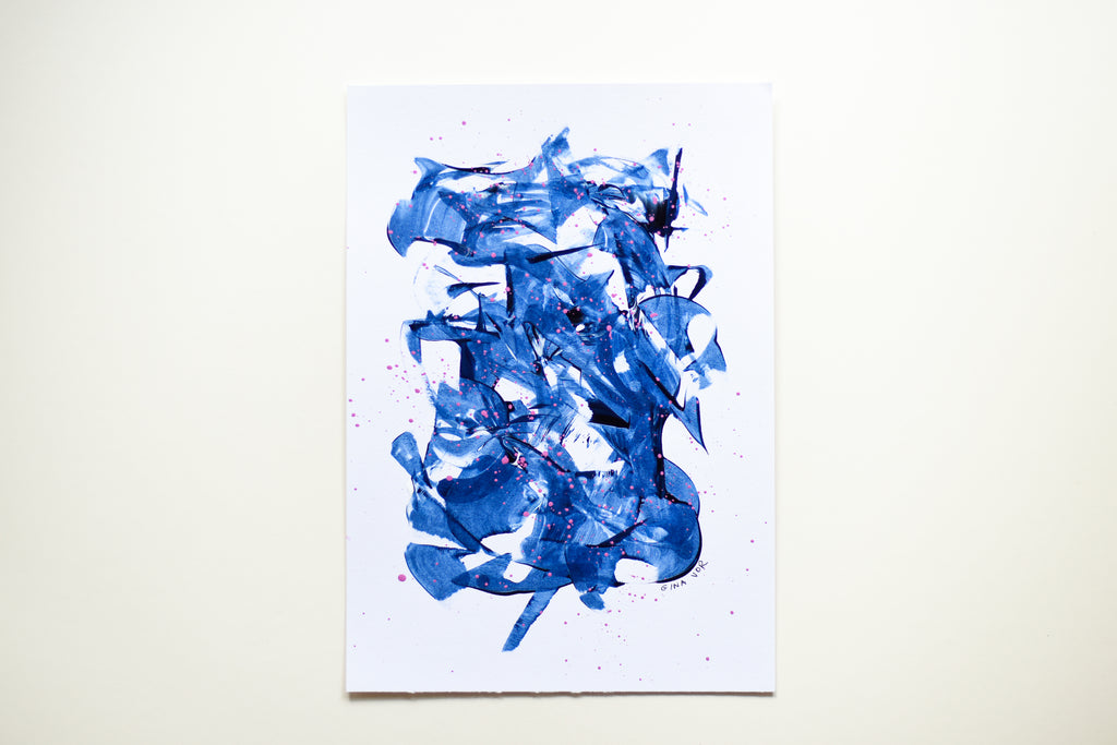 Abstract painting in prussian blue