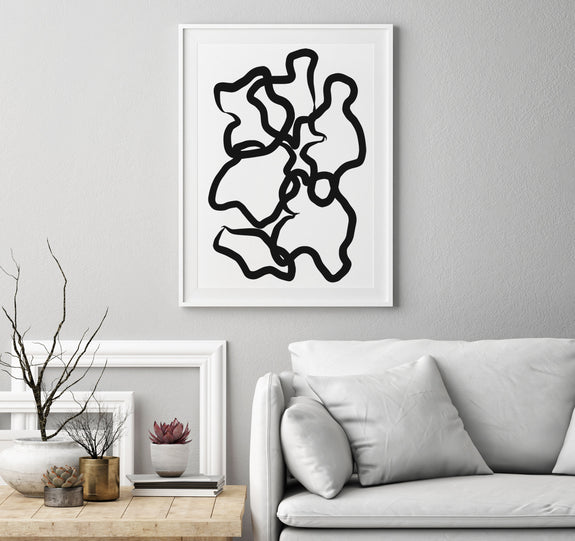 black and white abstract art print