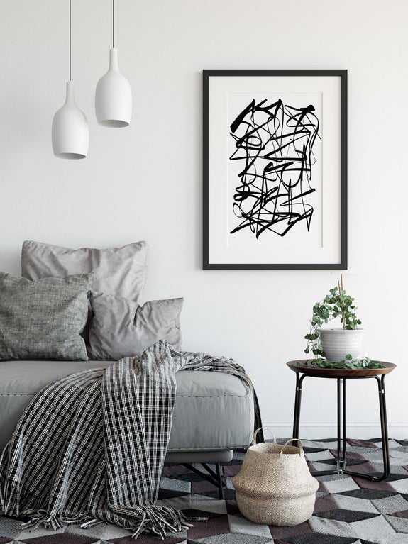 black and white abstract printable wall art