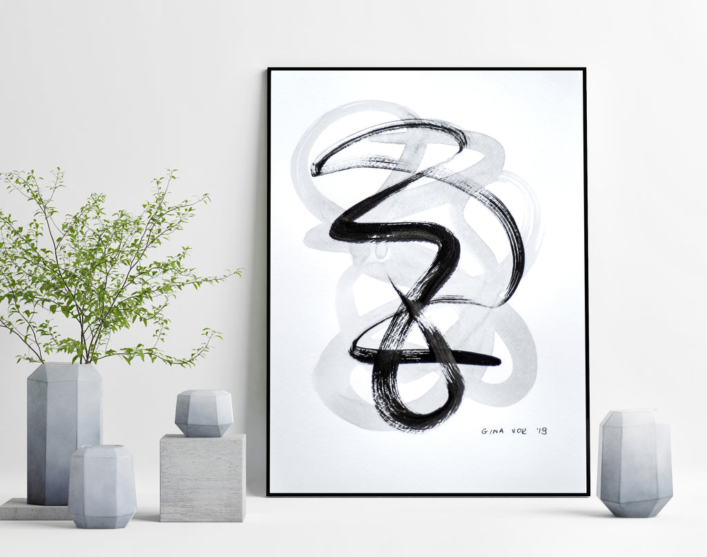 Original black and white abstract art