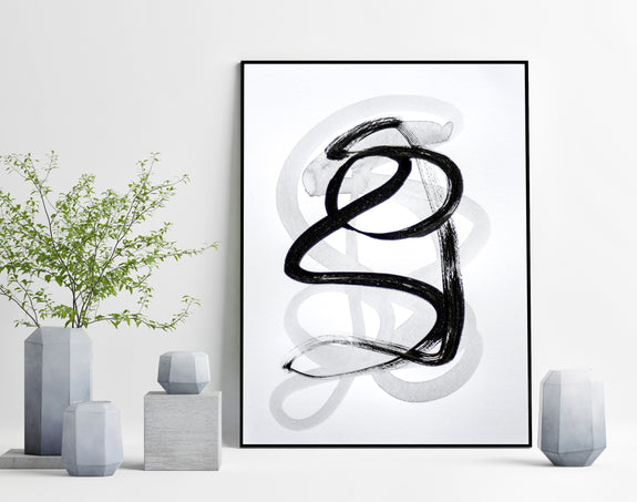Black and white abstract art painting for sale