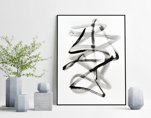 Black and white abstract line art for sale