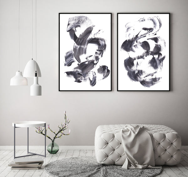 Free printable wall art - set of two black and white paintings