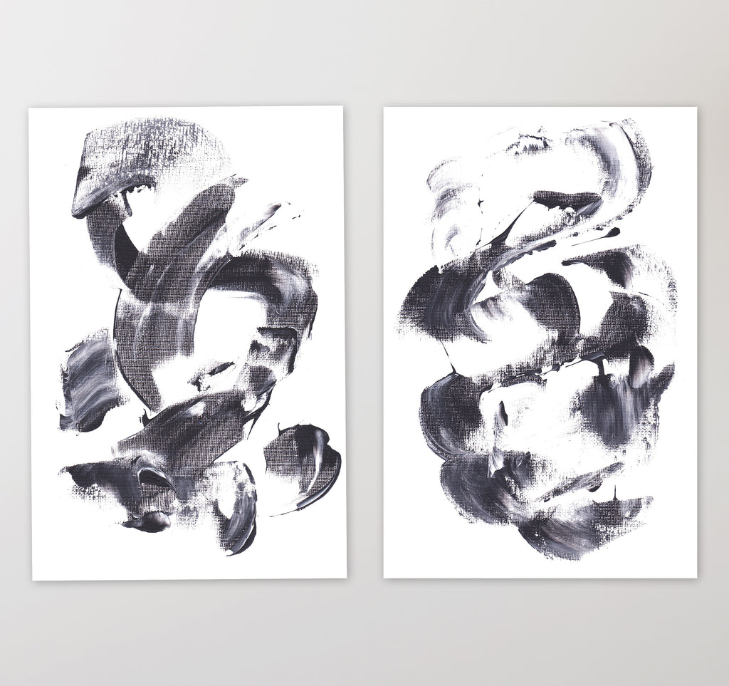 Free printable art - set of two black and white abstract paintings